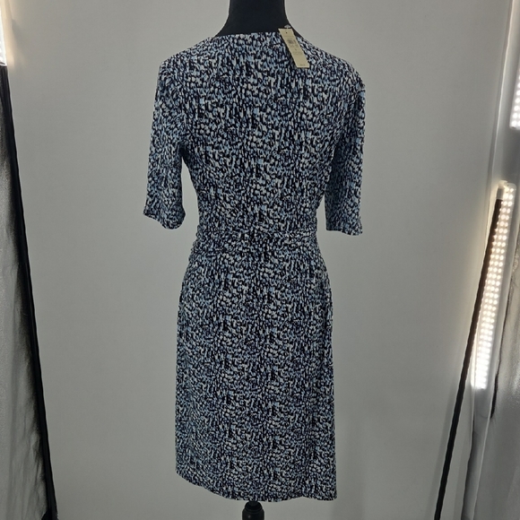 Ann Taylor Blue, Black and White Midi Wrap Dress - Picture 8 of 16